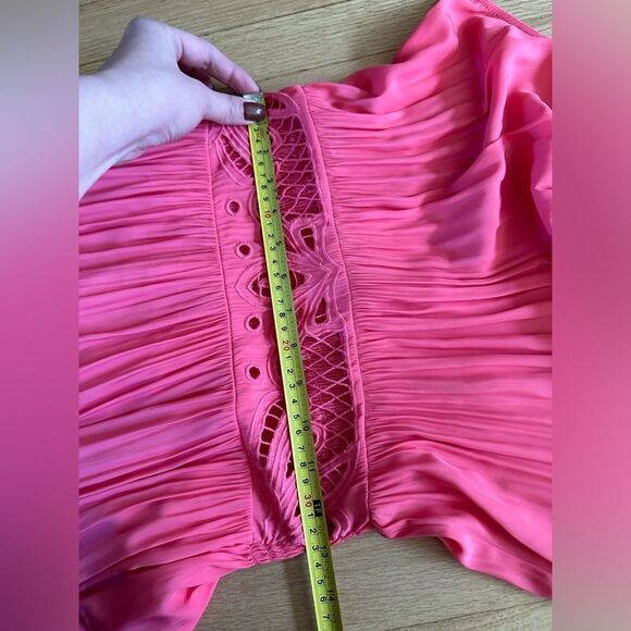 RAMY BROOK SIZE L Annette Halter Midi Dress In Punch PINK eyelet embroidered - Picture 10 of 11